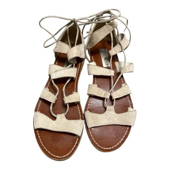 STEVE MADDEN Women's Nude Sanndee Lace Up Strappy gladiator Sandal Sz 9.5 - Picture 3 of 10